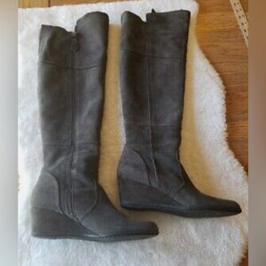 Franco Sarto Agatha Suede Over The Knee Gray Boots Sz: 6